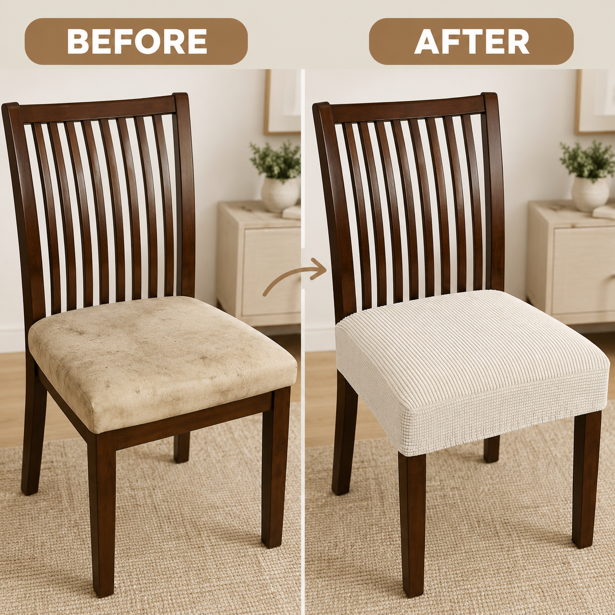 Jacquard Corduroy Stretchy Slipcover Dinning Chair Seat Cover