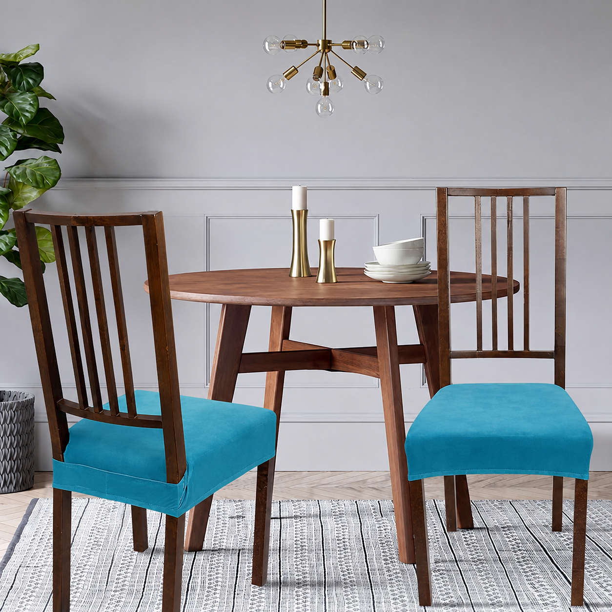 Velvet Stretchy Slipcover Dinning Chair Seat Cover