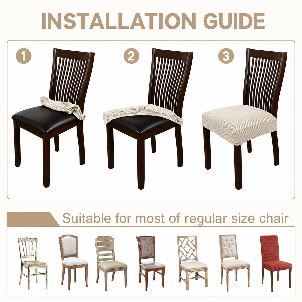Jacquard Corduroy Stretchy Slipcover Dinning Chair Seat Cover