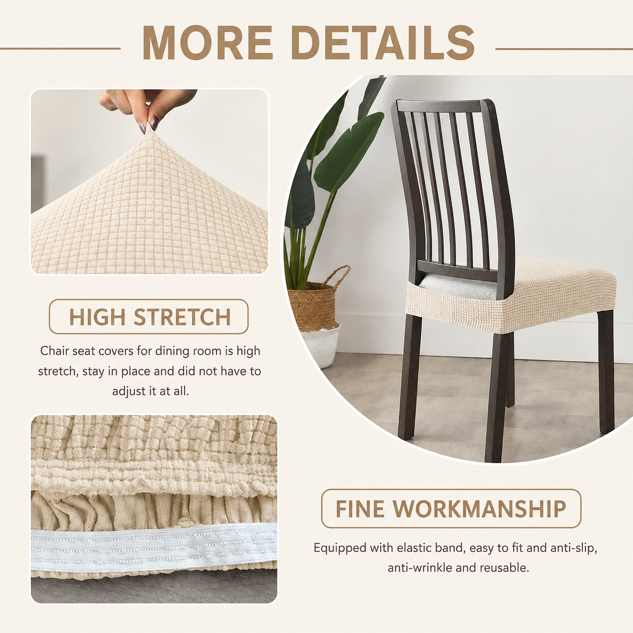 Jacquard Corduroy Stretchy Slipcover Dinning Chair Seat Cover