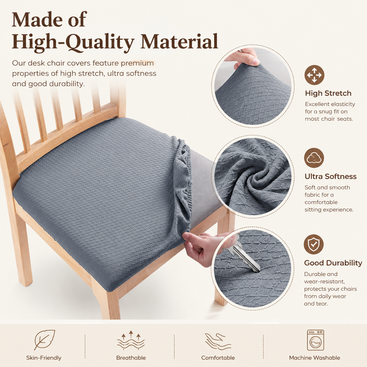 Geometric Jacquard Stretchy Slipcover Dinning Chair Seat Cover
