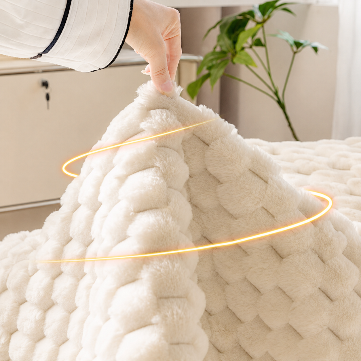 Non Slip Ultra-Soft Faux Rabbit Fur Couch Sofa Cover