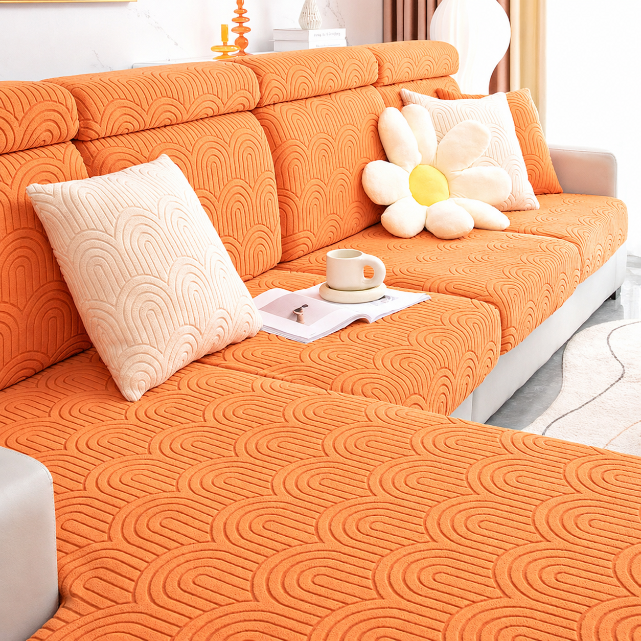 Anti Slip Geometric L Shaped Sectional Cushion Sofa Couch Cover