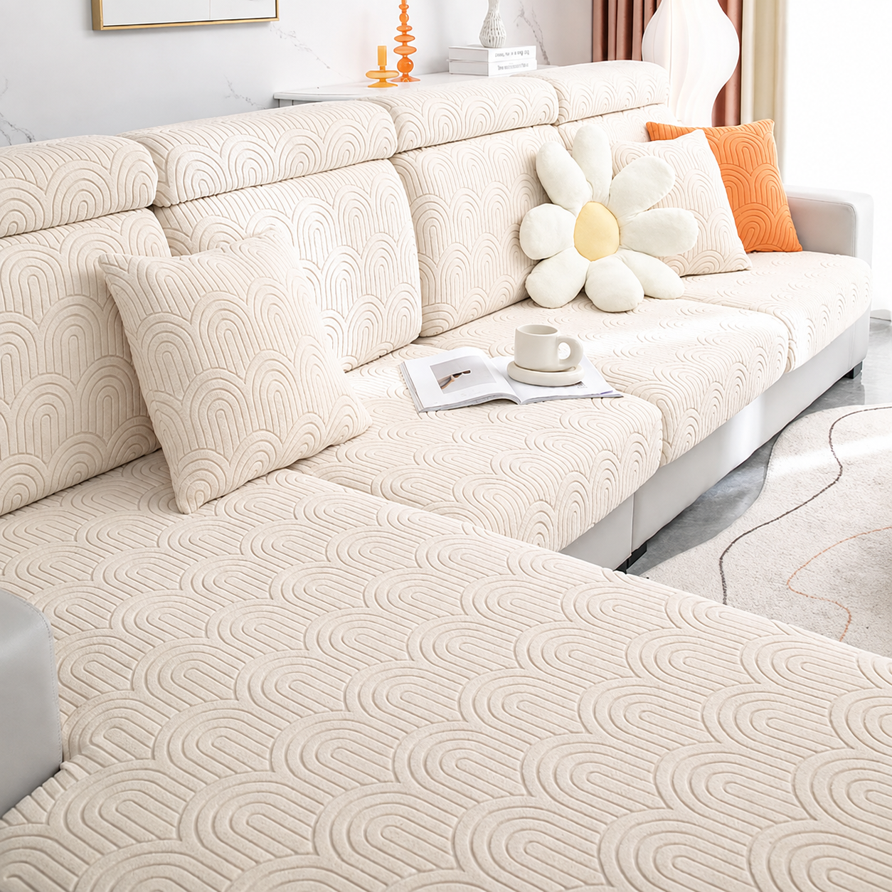 Anti Slip Geometric L Shaped Sectional Cushion Sofa Couch Cover