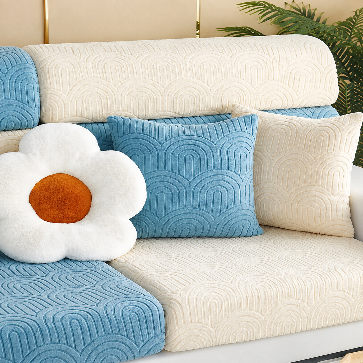 Anti Slip Geometric L Shaped Sectional Cushion Sofa Couch Cover