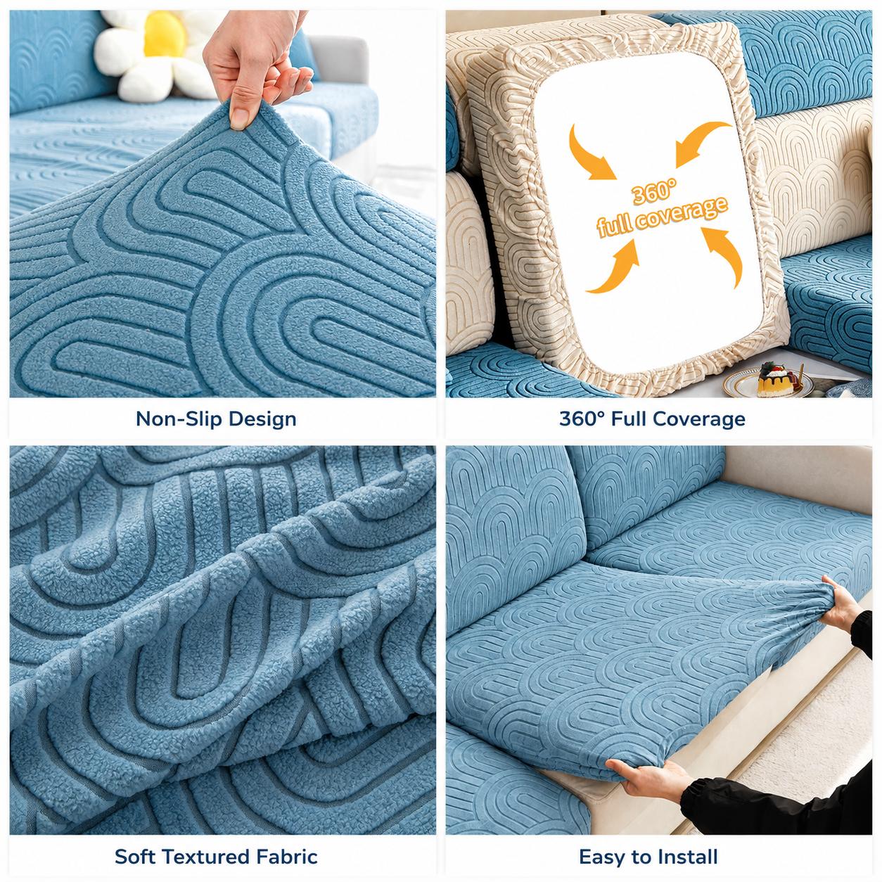 Anti Slip Geometric L Shaped Sectional Cushion Sofa Couch Cover