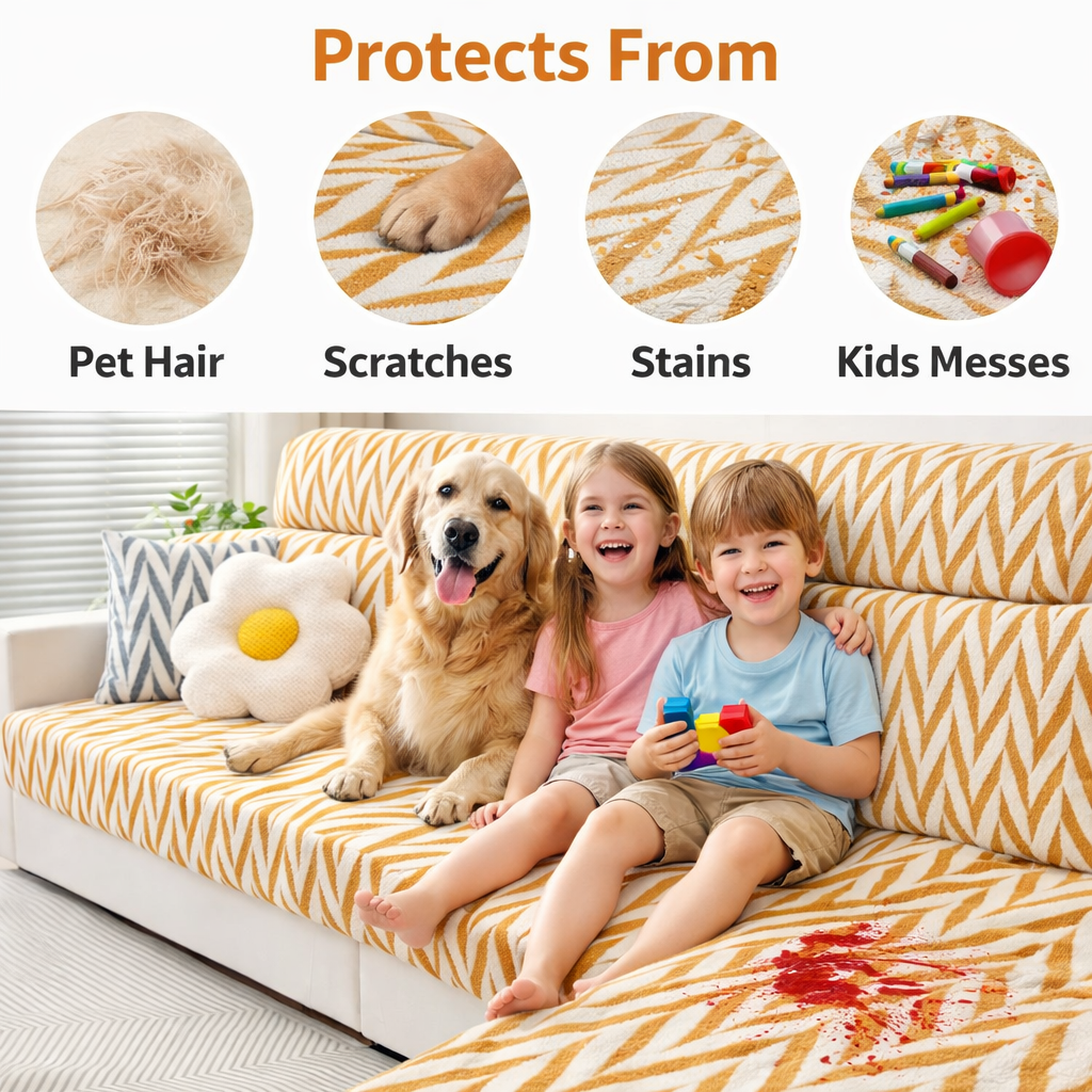 L Shaped Sectional Geometric Plush Cushion Sofa Couch Cover