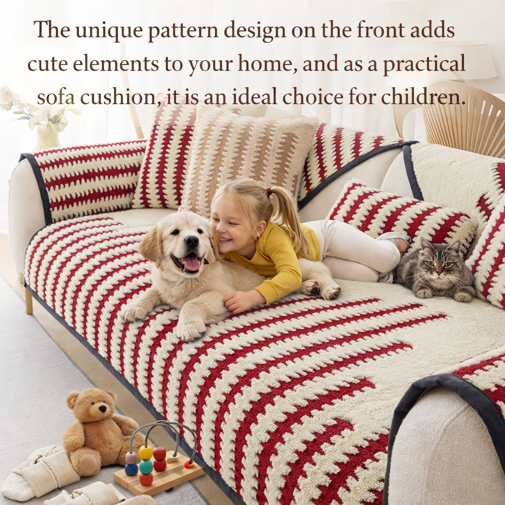 Non Slip Geometric Fuzzy Mat Couch Sofa Cover