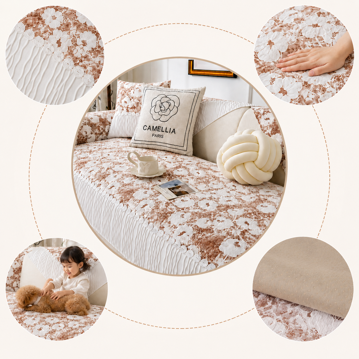 Non Slip Floral Premium Luxury Sofa Couch Cover