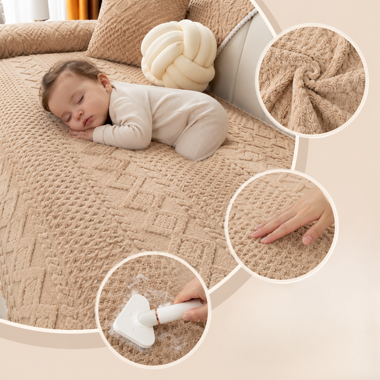 Non Slip Fluffy Geometric Jacquard Mat Couch Sofa Cover