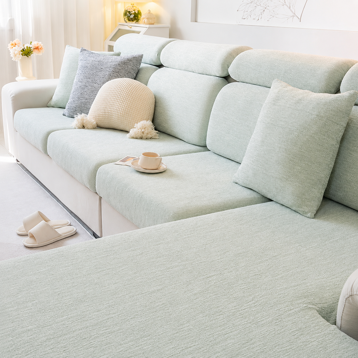 Anti Slip L Shaped Sectional Cushion Sofa Couch Cover