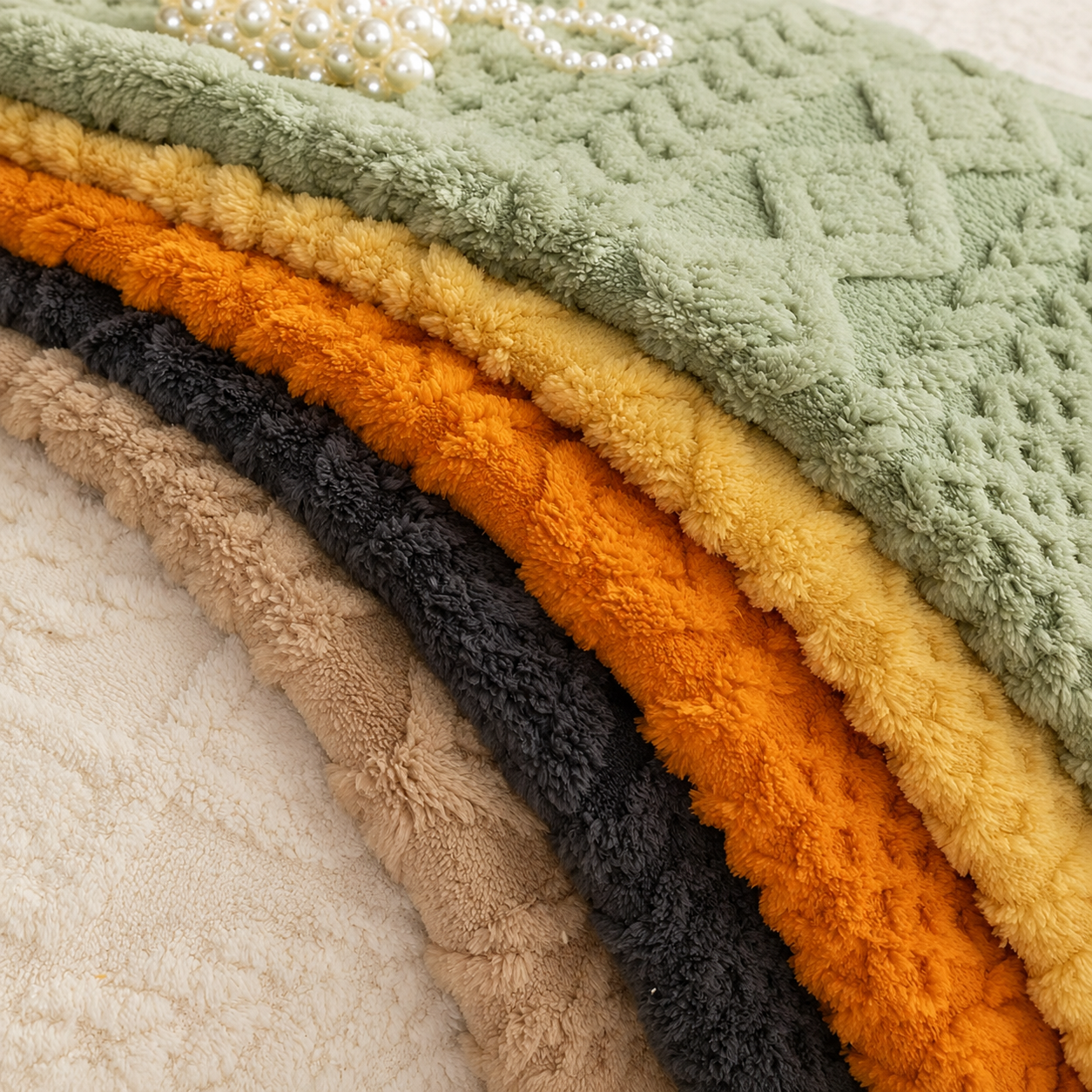 Non Slip Fluffy Geometric Jacquard Mat Couch Sofa Cover