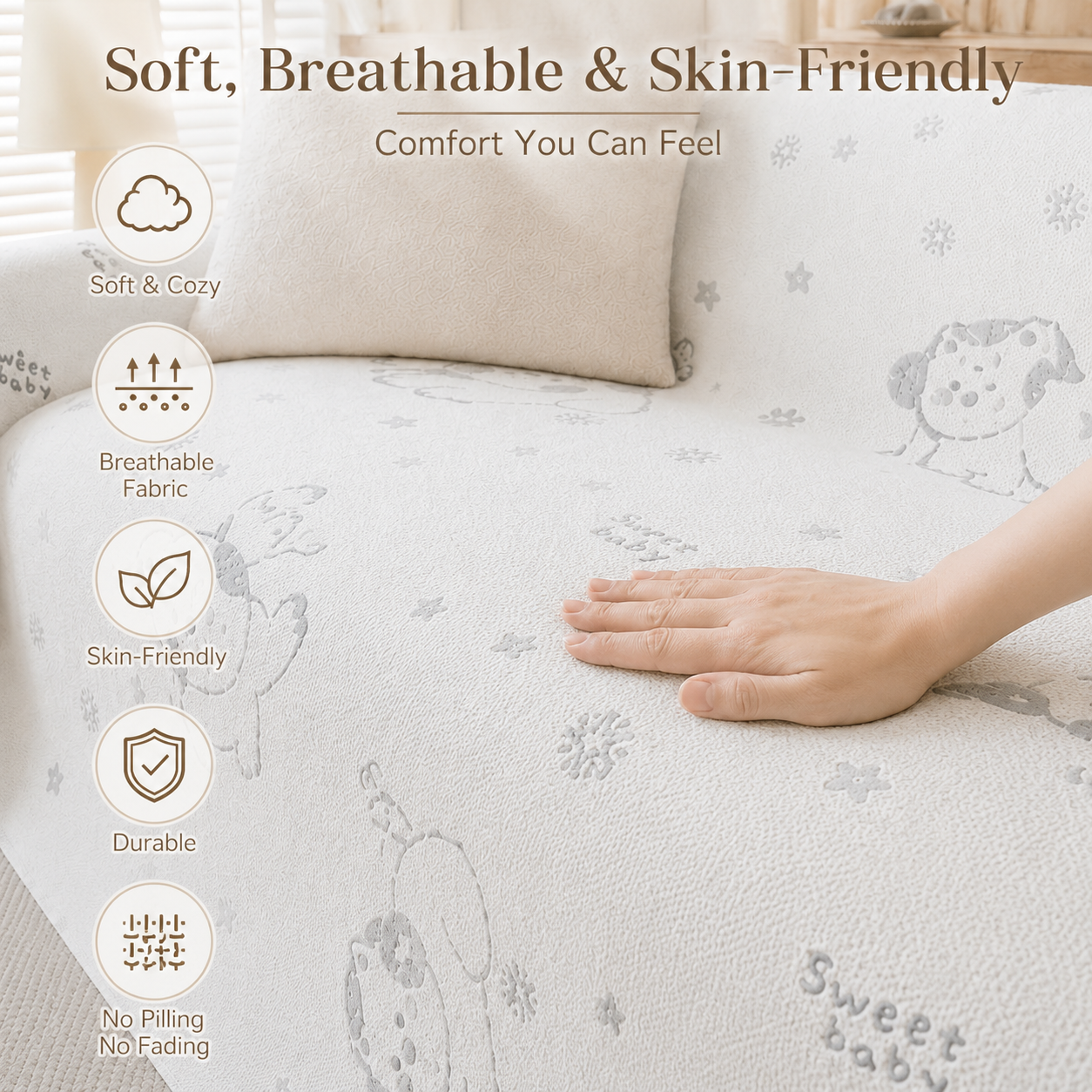 Non Slip Elegant Chenille Tassels Sofa Couch Cover