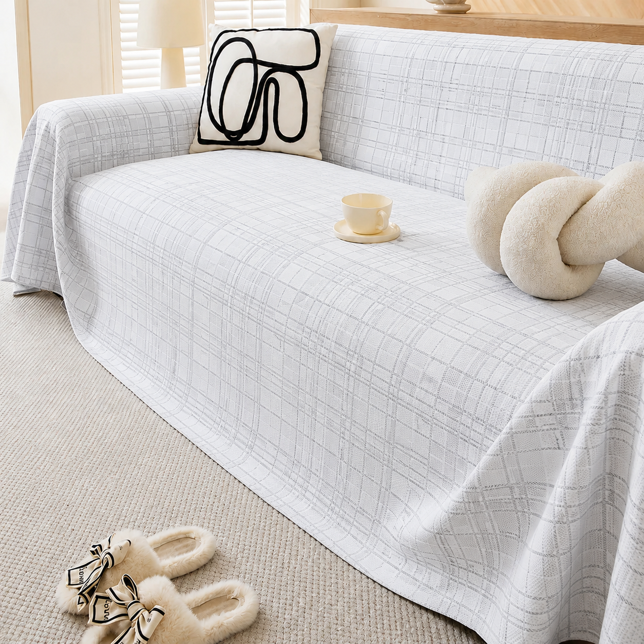 Non Slip Elegant Chenille Tassels Sofa Couch Cover