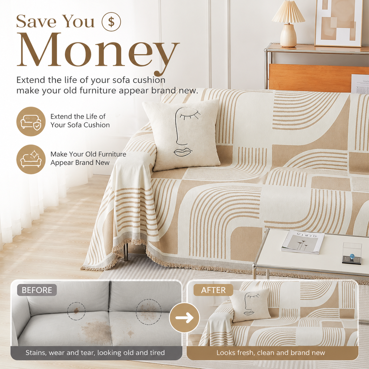 Elegant Chenille Bohemian Sofa Couch Cover