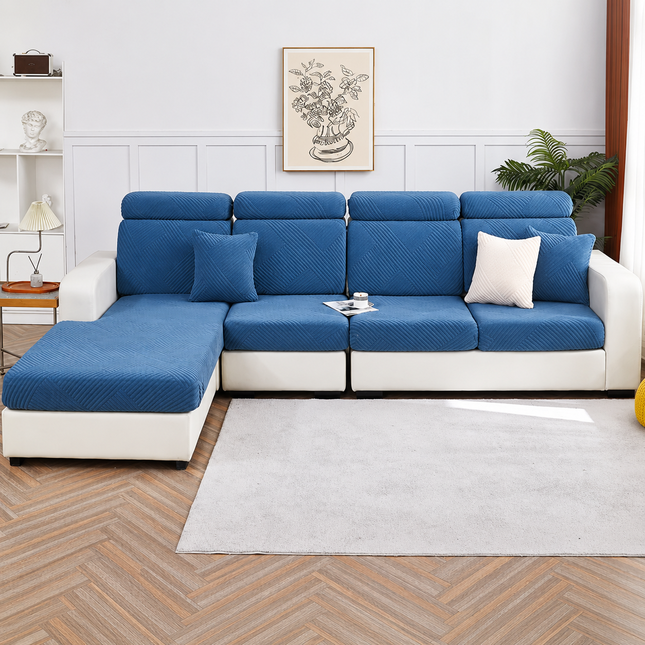 Anti Slip L Shaped Sectional Cushion Sofa Couch Cover
