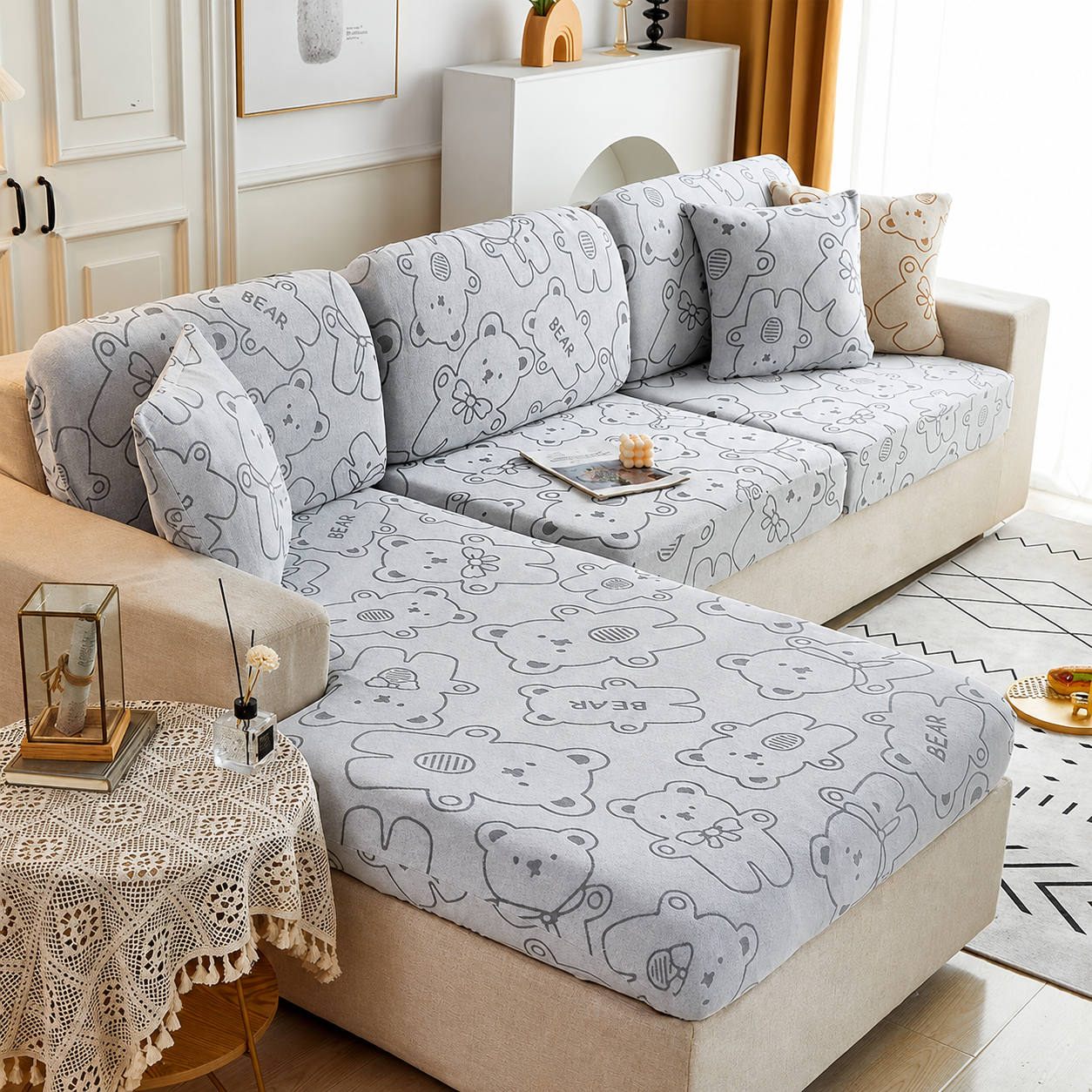 Anti Slip L Shaped Sectional Cushion Sofa Couch Cover