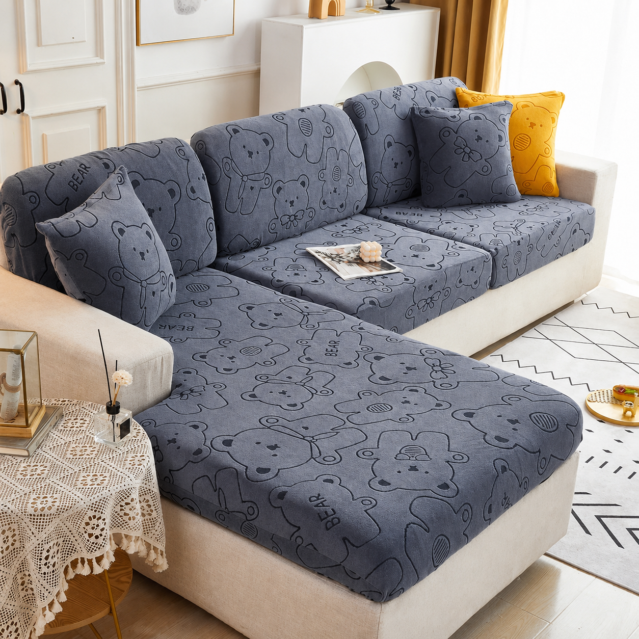 Anti Slip L Shaped Sectional Cushion Sofa Couch Cover
