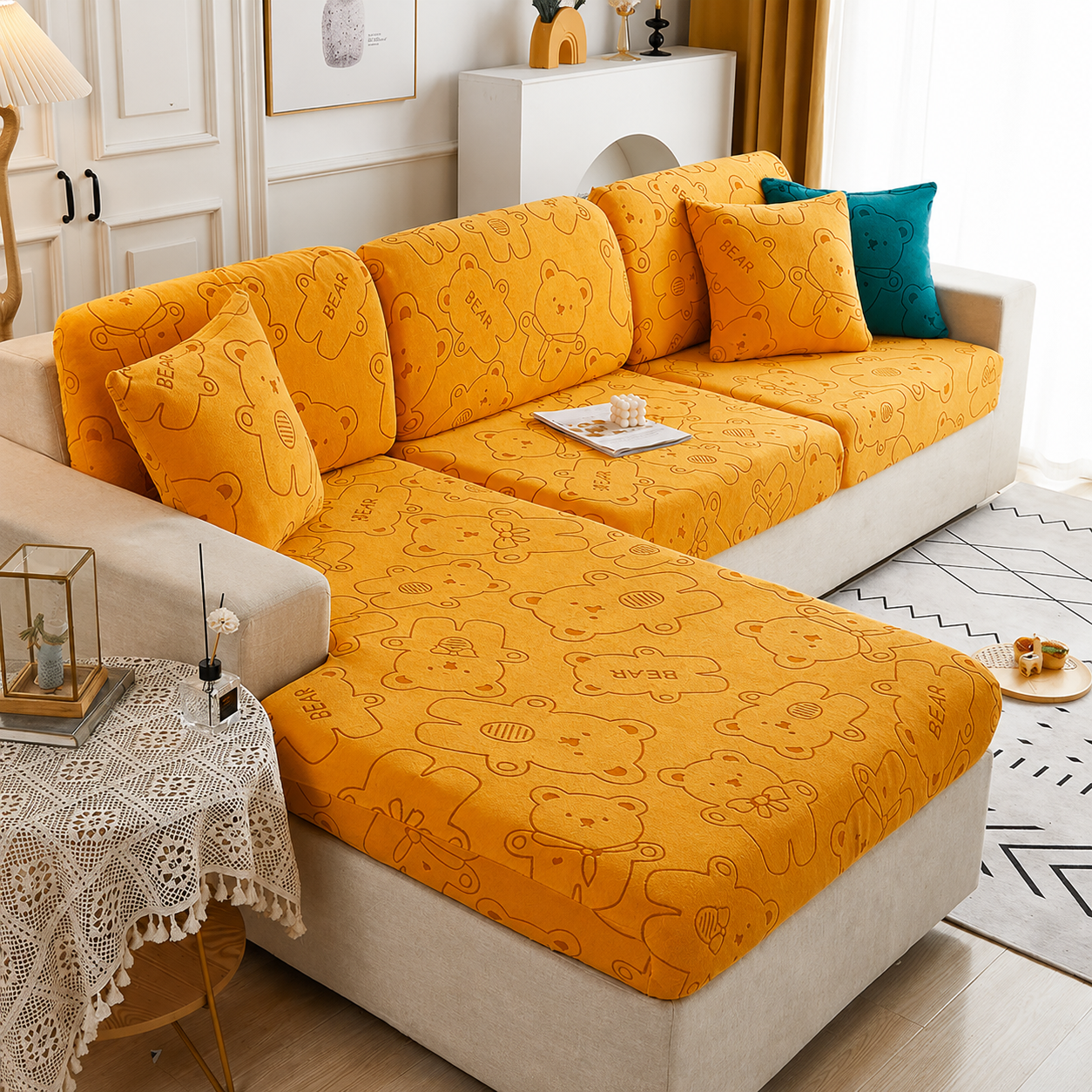 Anti Slip L Shaped Sectional Cushion Sofa Couch Cover