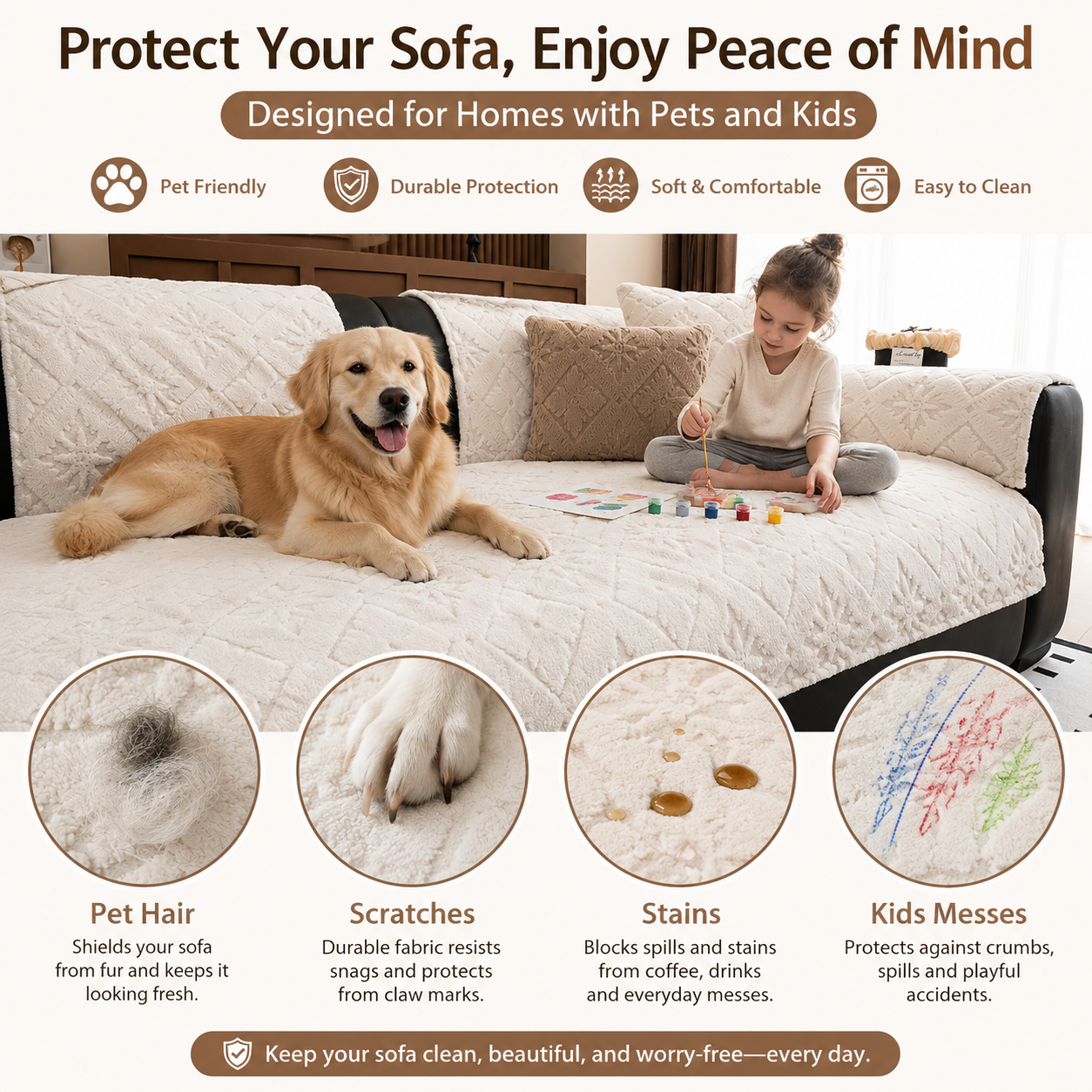 Non-Slip Jacquard Fleece Plush Sofa Couch Cover