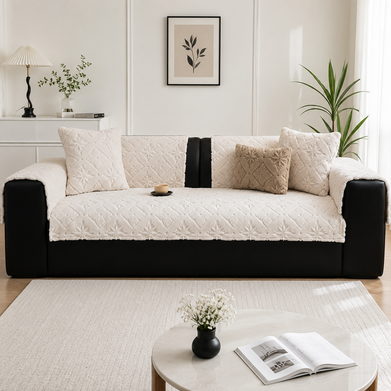 Non-Slip Jacquard Fleece Plush Sofa Couch Cover