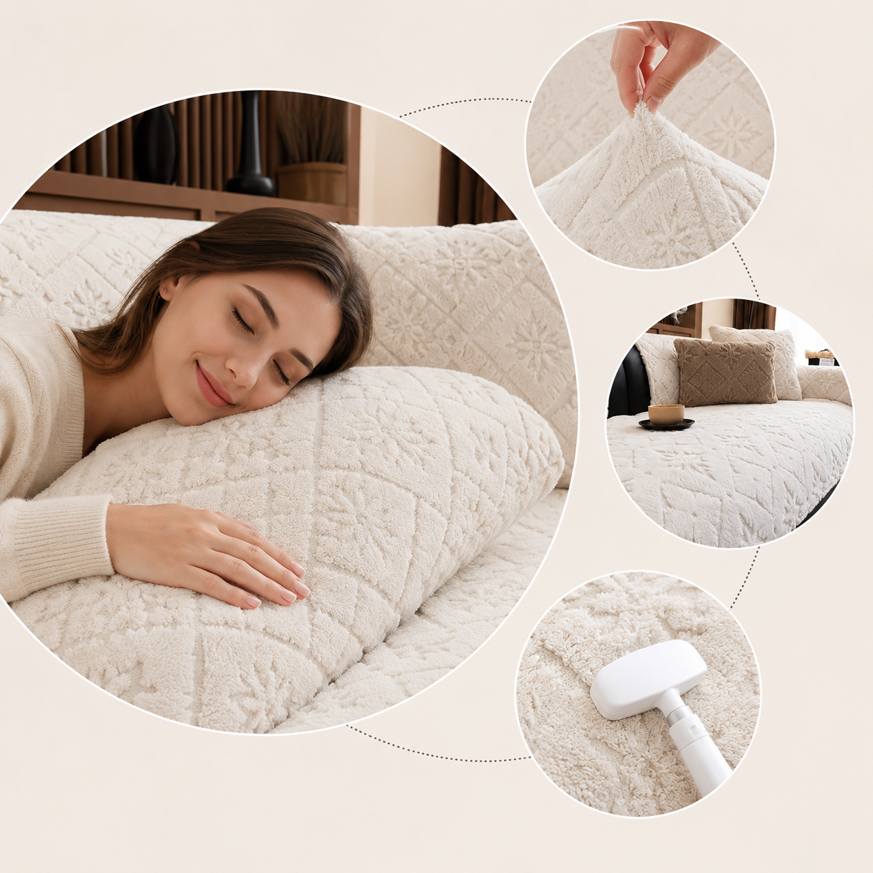 Non-Slip Jacquard Fleece Plush Sofa Couch Cover