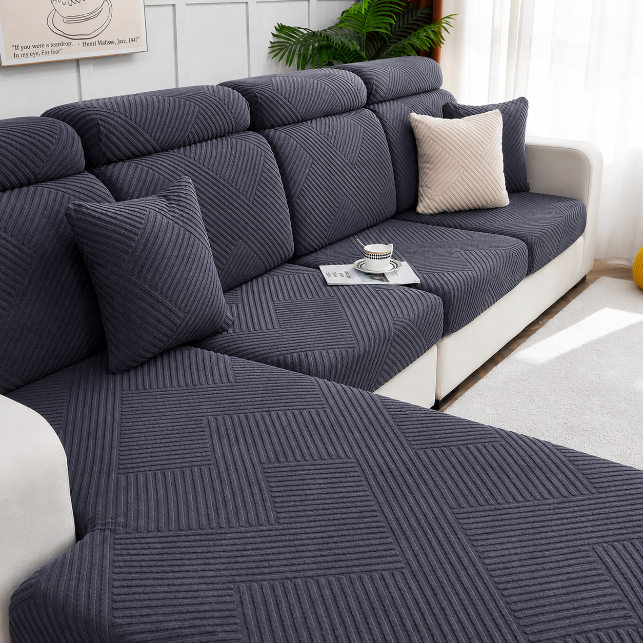 Anti Slip L Shaped Sectional Cushion Sofa Couch Cover