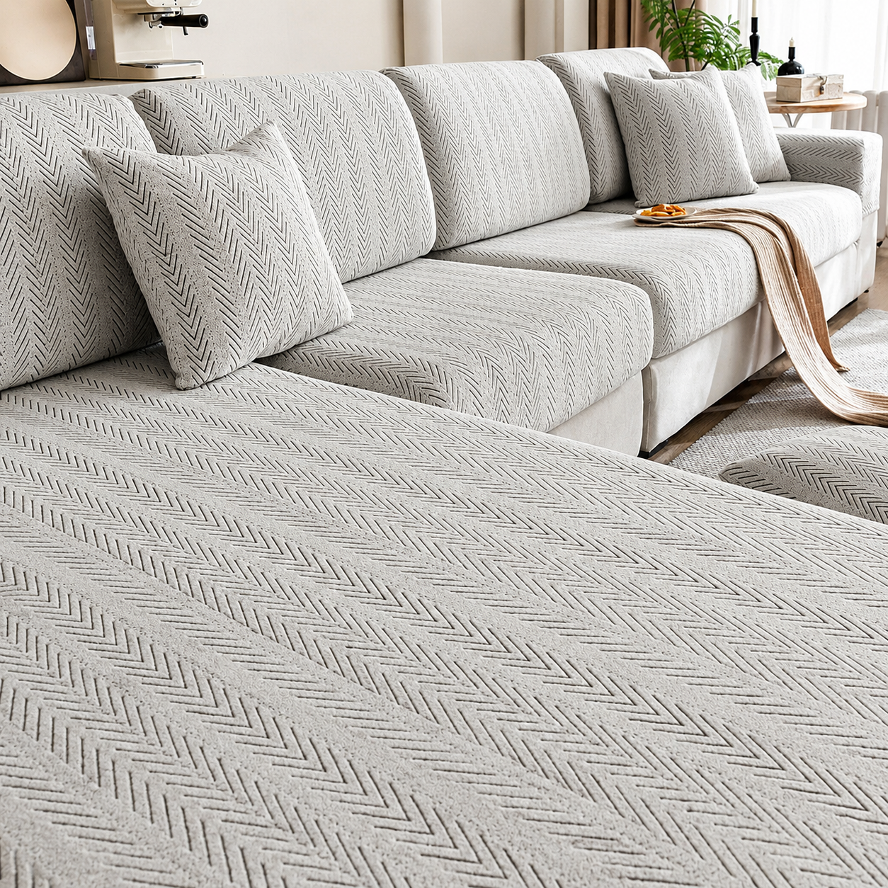 Anti Slip Jacquard L Shaped Sectional Cushion Sofa Couch Cover