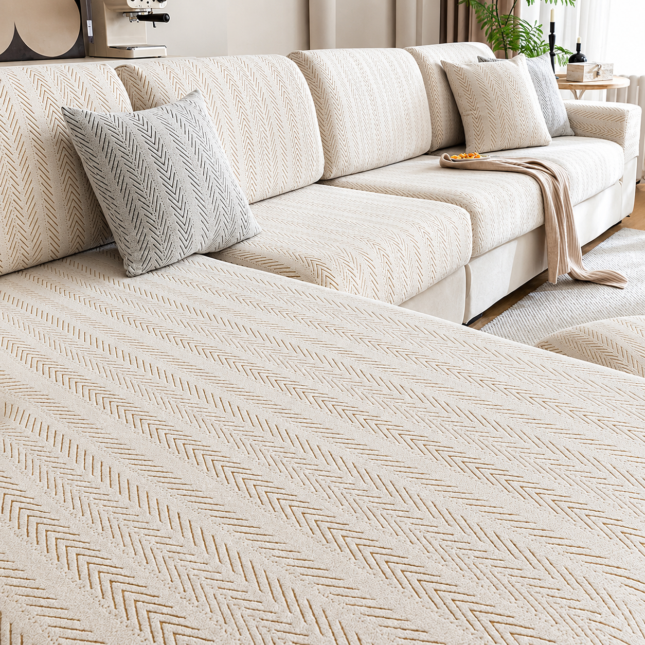 Anti Slip Jacquard L Shaped Sectional Cushion Sofa Couch Cover