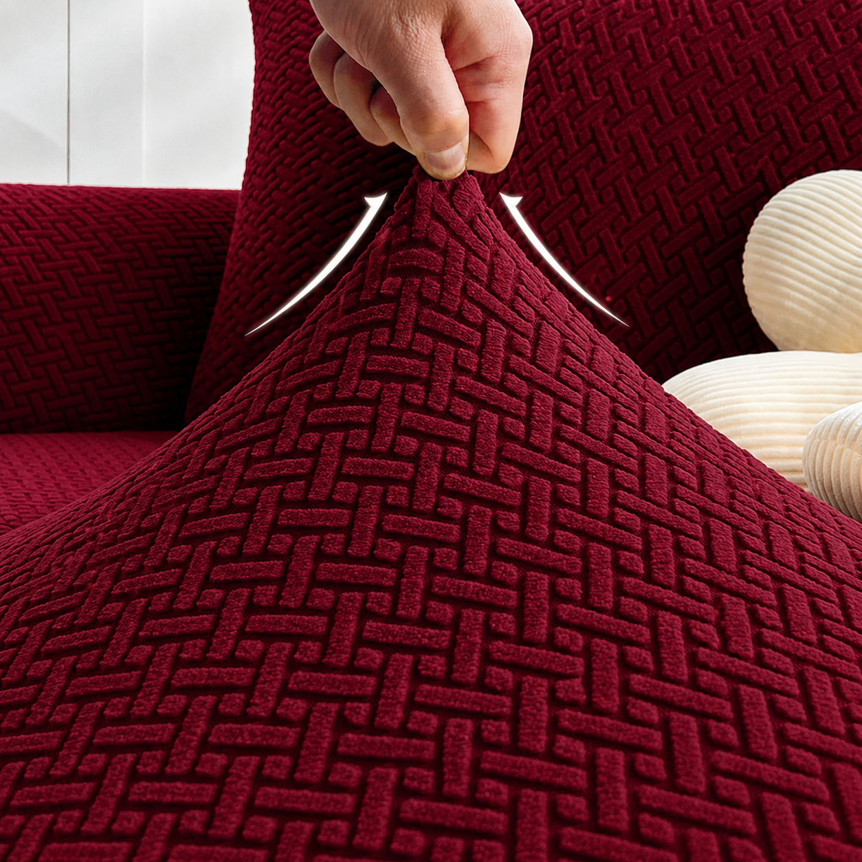 L Shape Jacquard Geometric Slipcover Couch Sofa Cover
