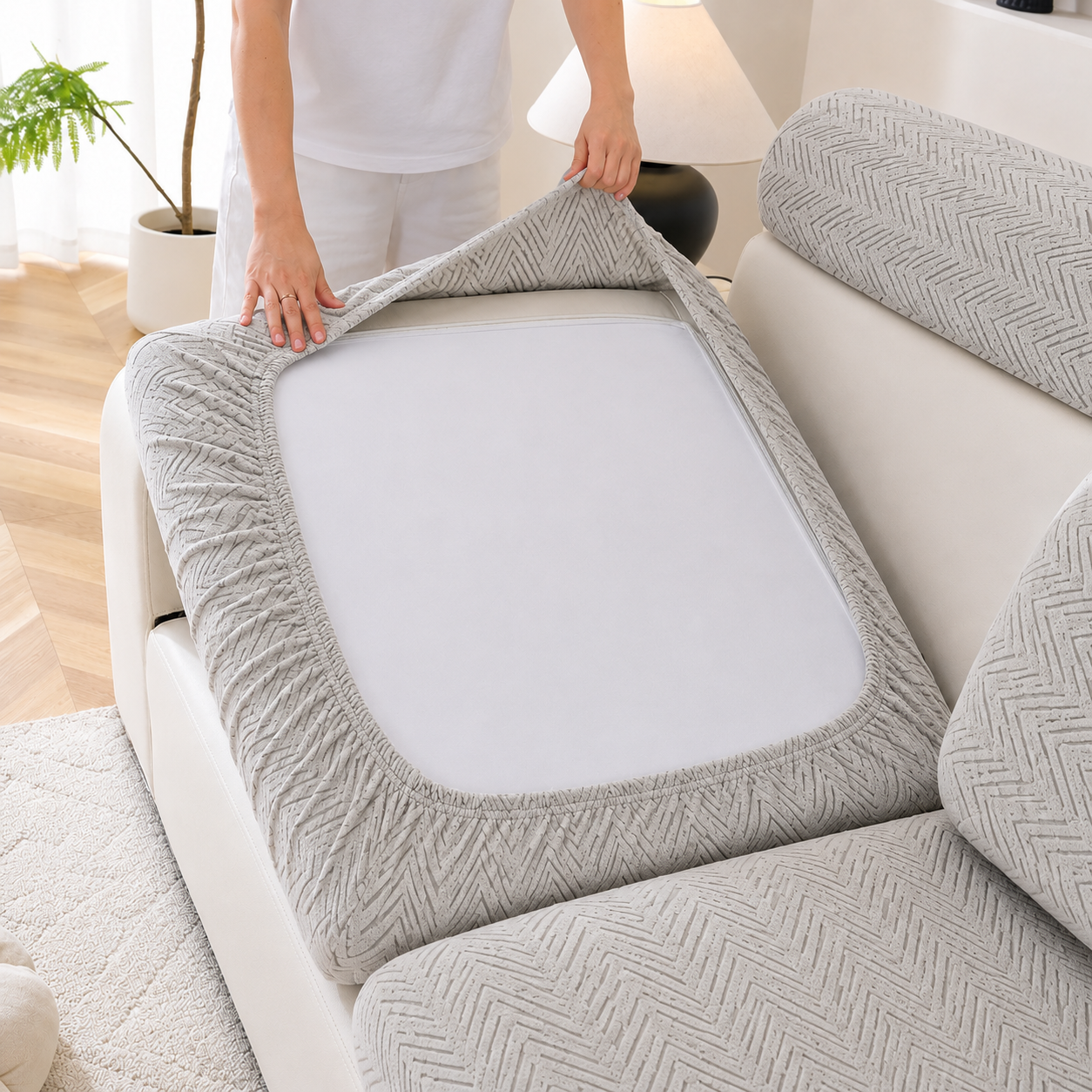 Anti Slip Jacquard L Shaped Sectional Cushion Sofa Couch Cover