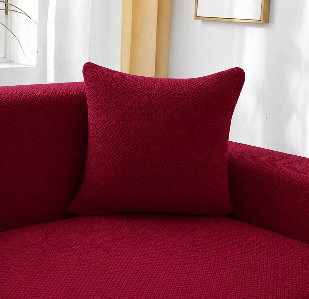 L Shape Jacquard Geometric Slipcover Couch Sofa Cover