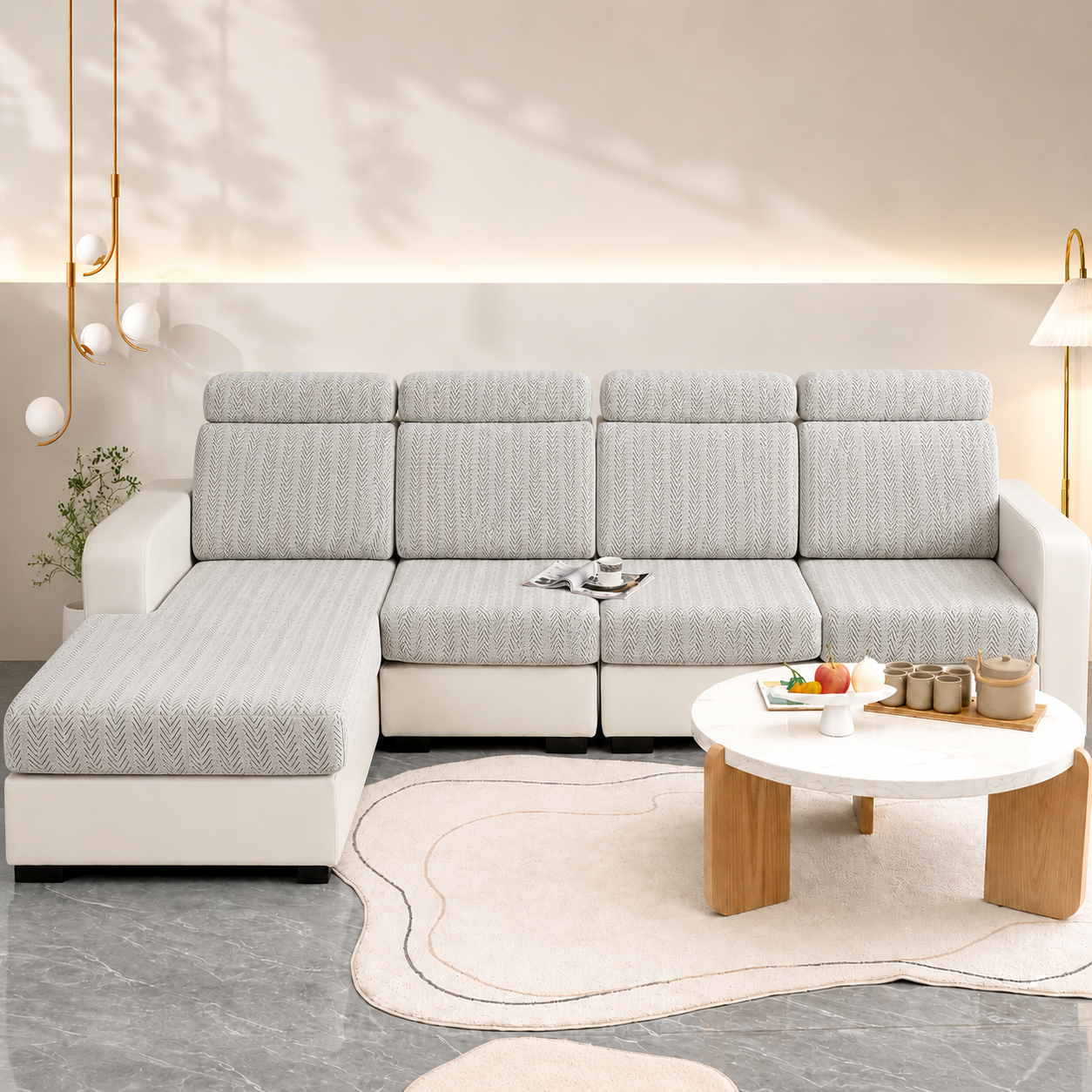 Anti Slip Jacquard L Shaped Sectional Cushion Sofa Couch Cover
