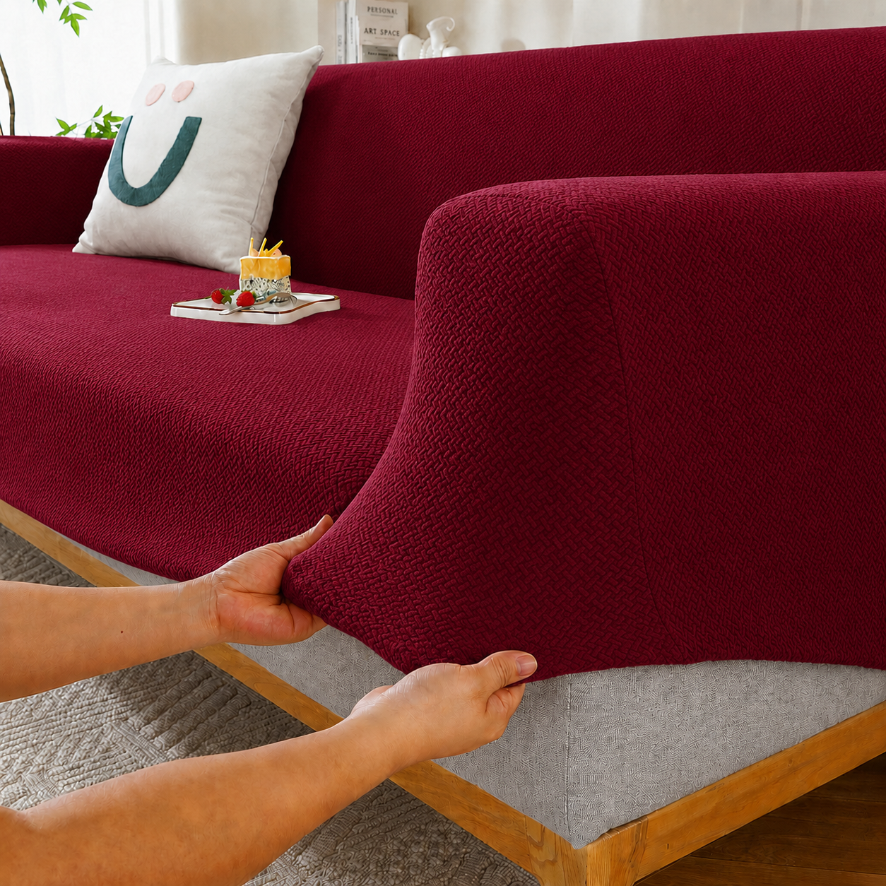 L Shape Jacquard Geometric Slipcover Couch Sofa Cover