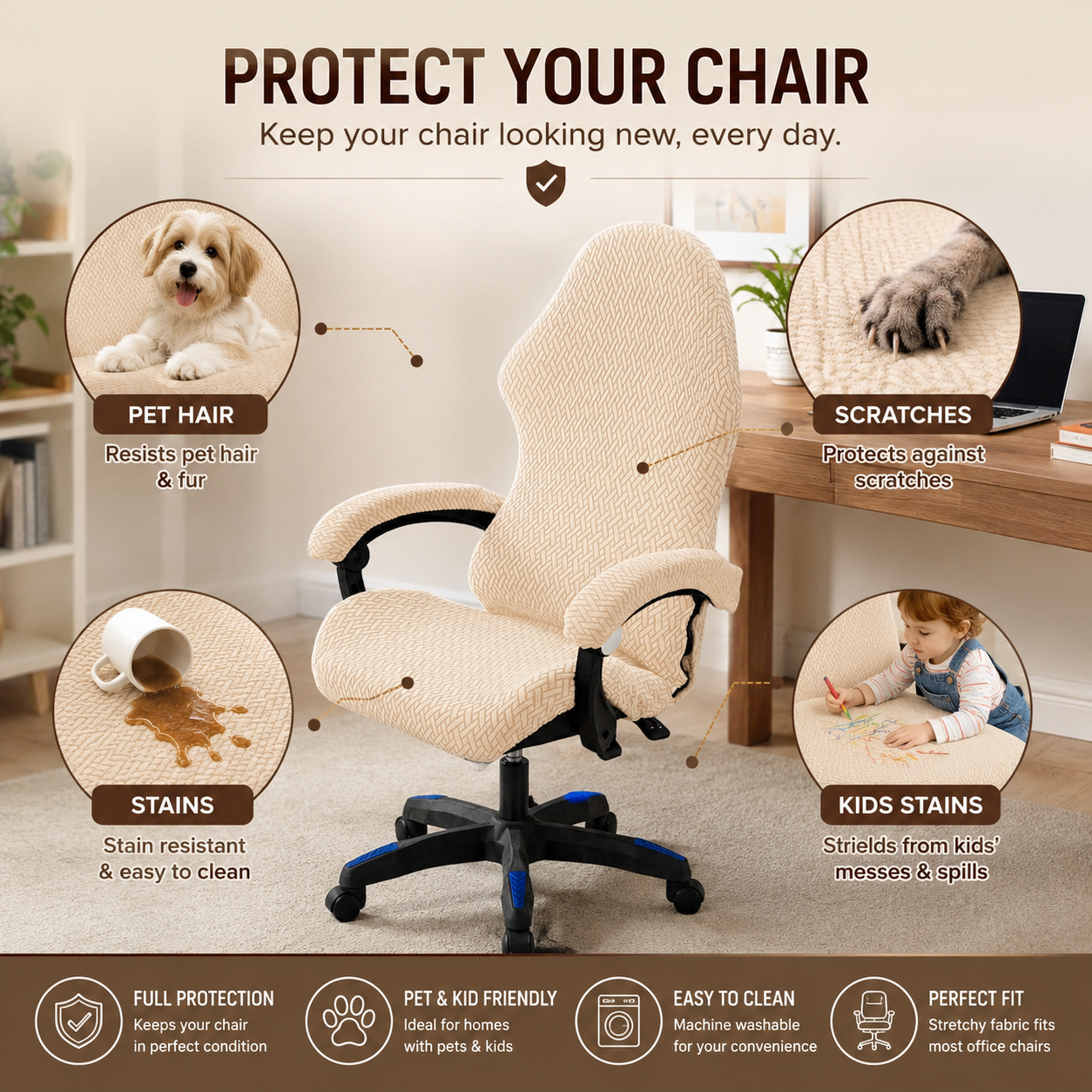 Anti Slip Slipcover Jacquard Gaming Chair Cover