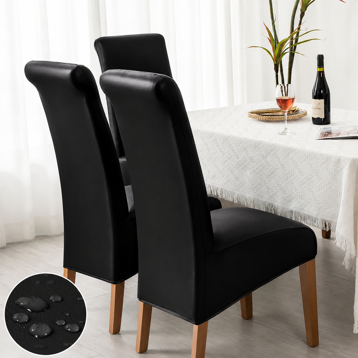 Anti Slip Oversize PU Stretch Slipcover Dinning Chair Cover
