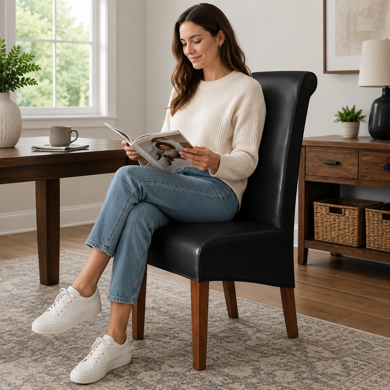 Anti Slip Oversize PU Stretch Slipcover Dinning Chair Cover