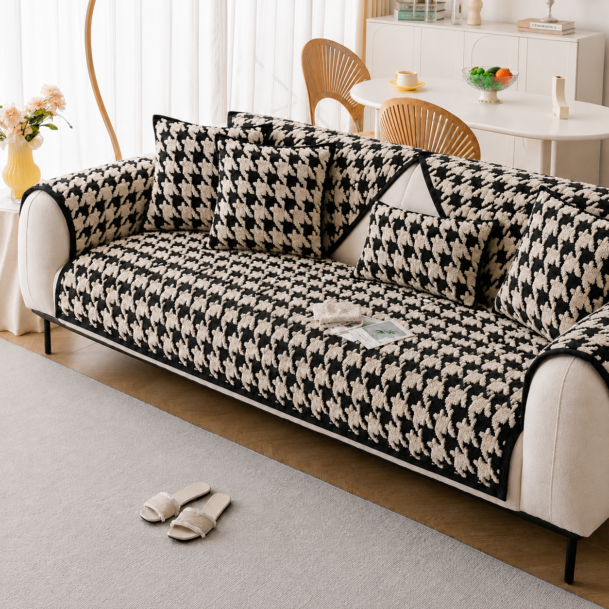 Non Slip Jacquard Plush Fuzzy Mat Couch Sofa Cover