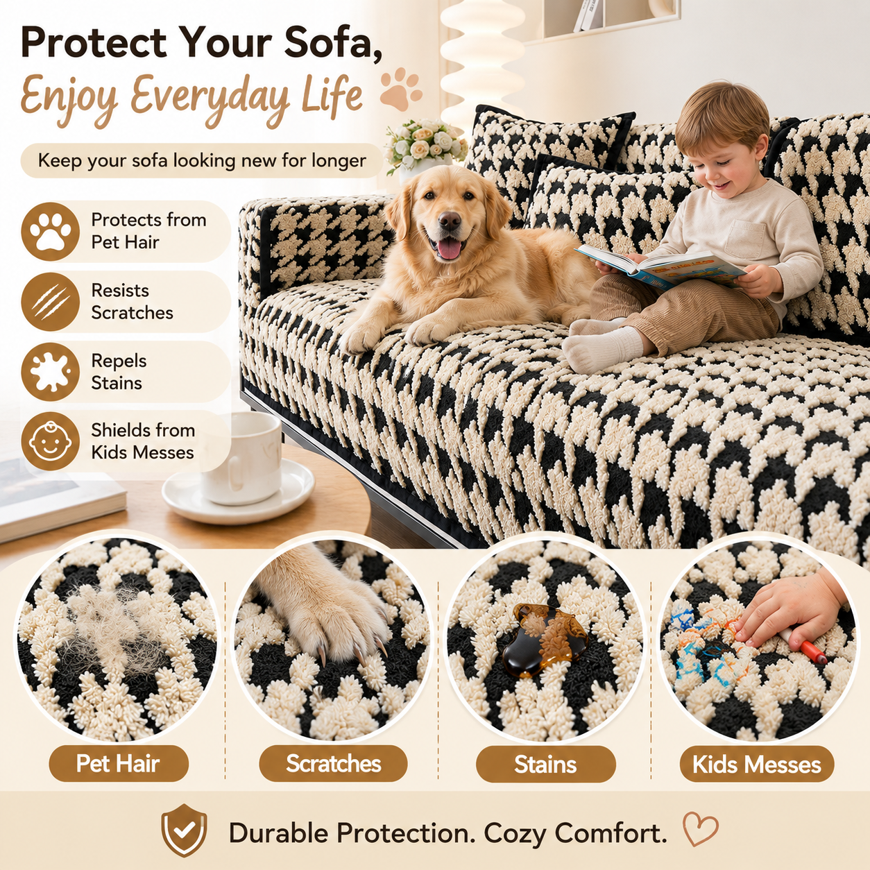Non Slip Jacquard Plush Fuzzy Mat Couch Sofa Cover