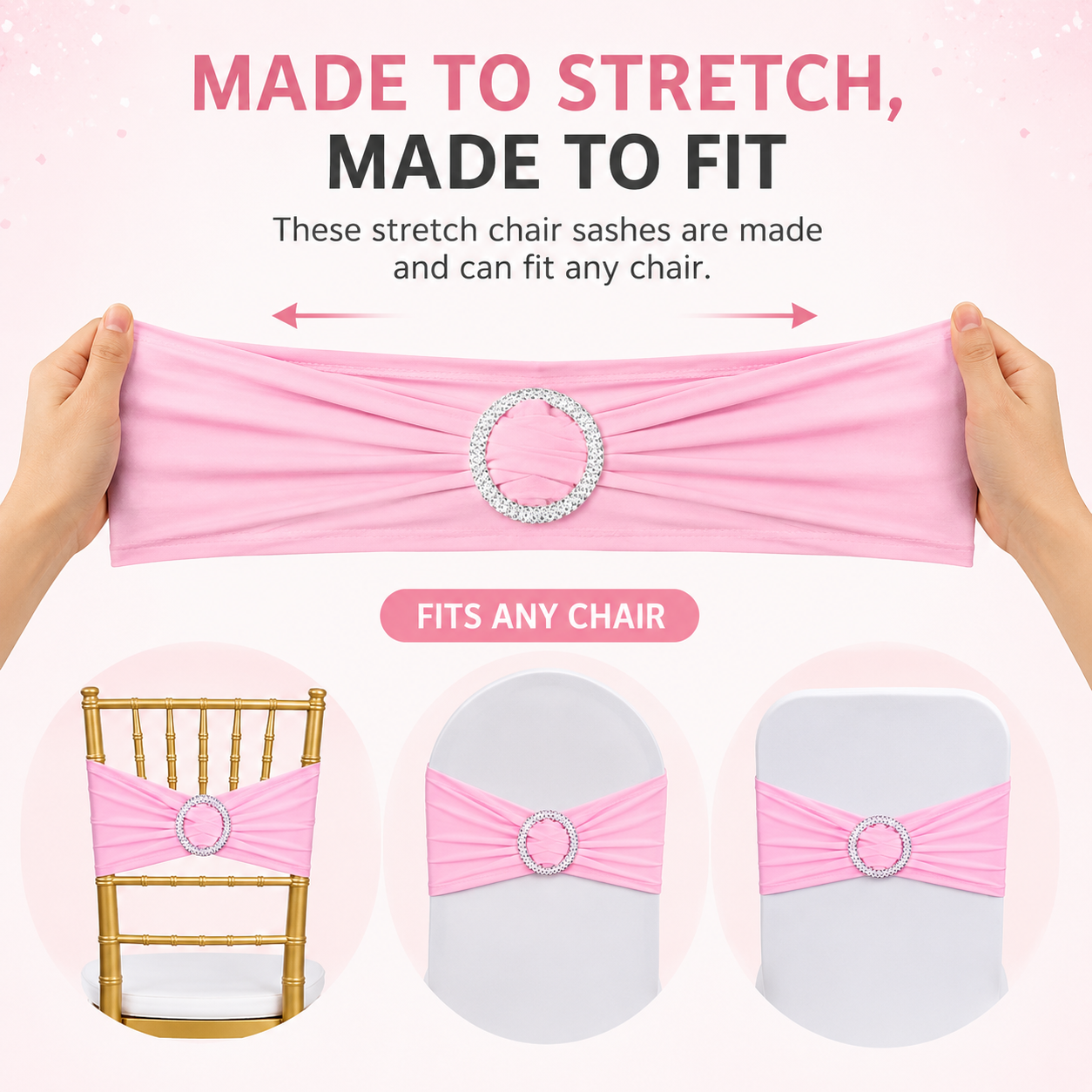 Elegant Decor Stretch Spandex Chair Sashes Bows Cover Band