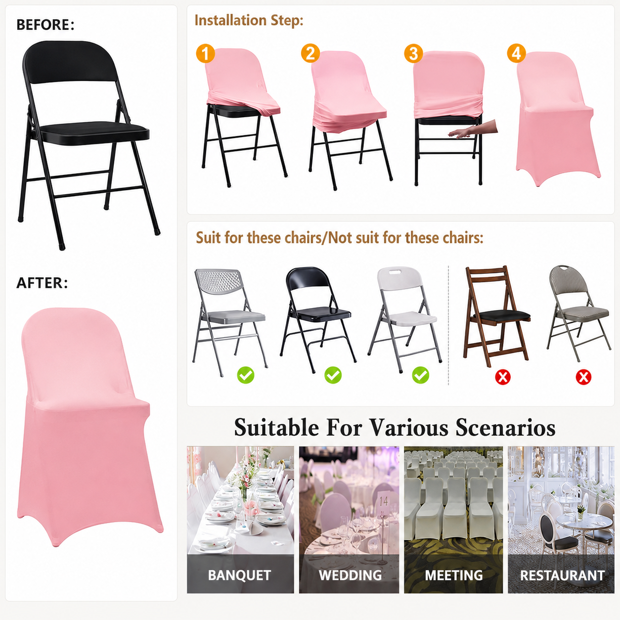 Stretch Spandex Banquet Folding Chair Cover