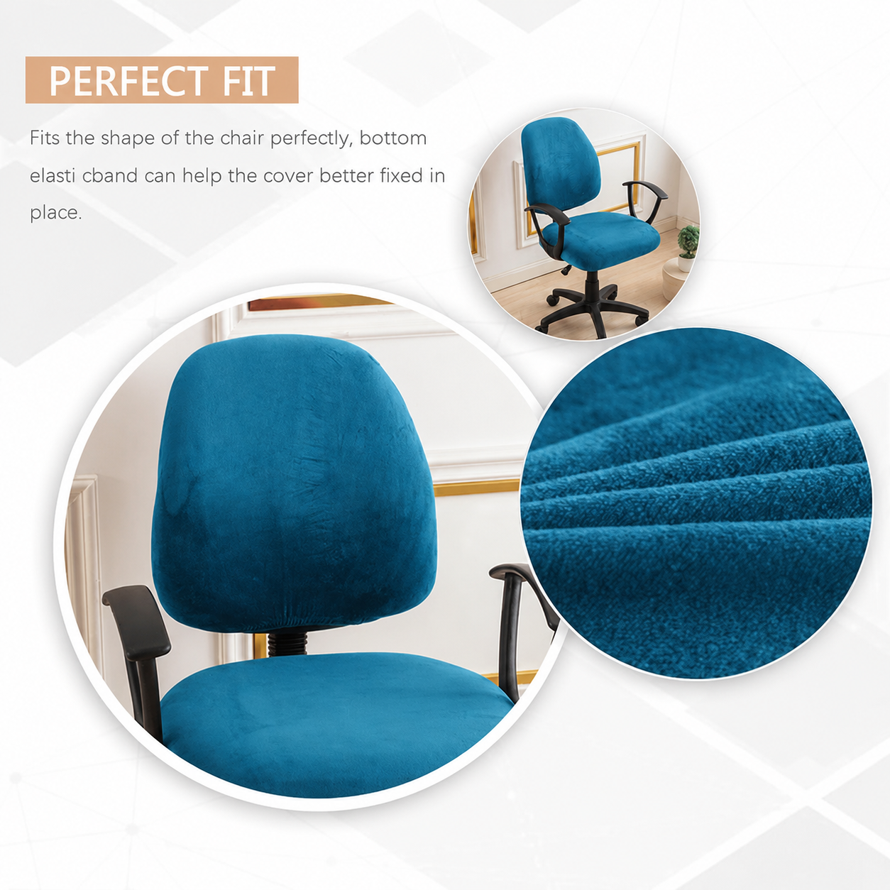 Velvet Stretch Slipcover Office Chair Cover