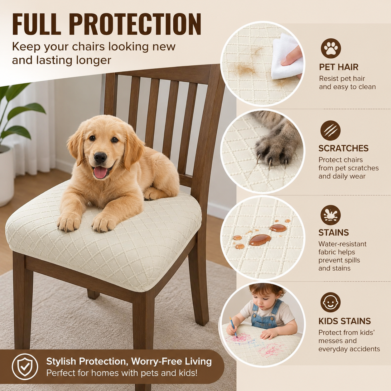 Geometric Jacquard Stretchy Slipcover Dinning Chair Seat Cover