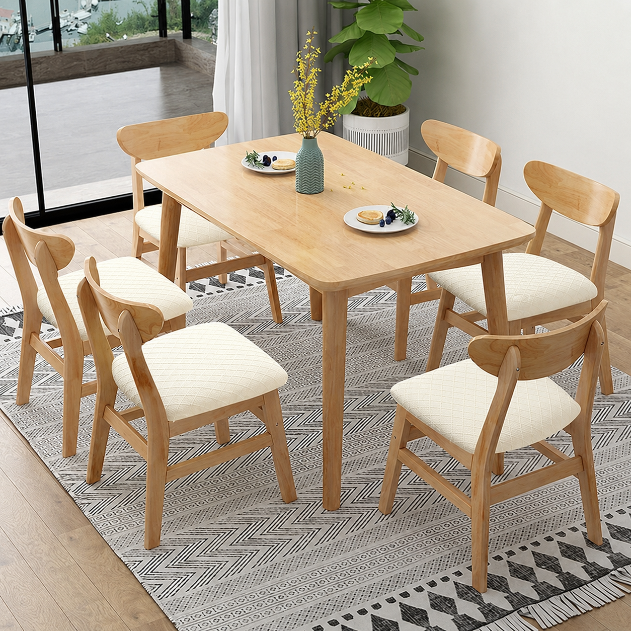 Geometric Jacquard Stretchy Slipcover Dinning Chair Seat Cover