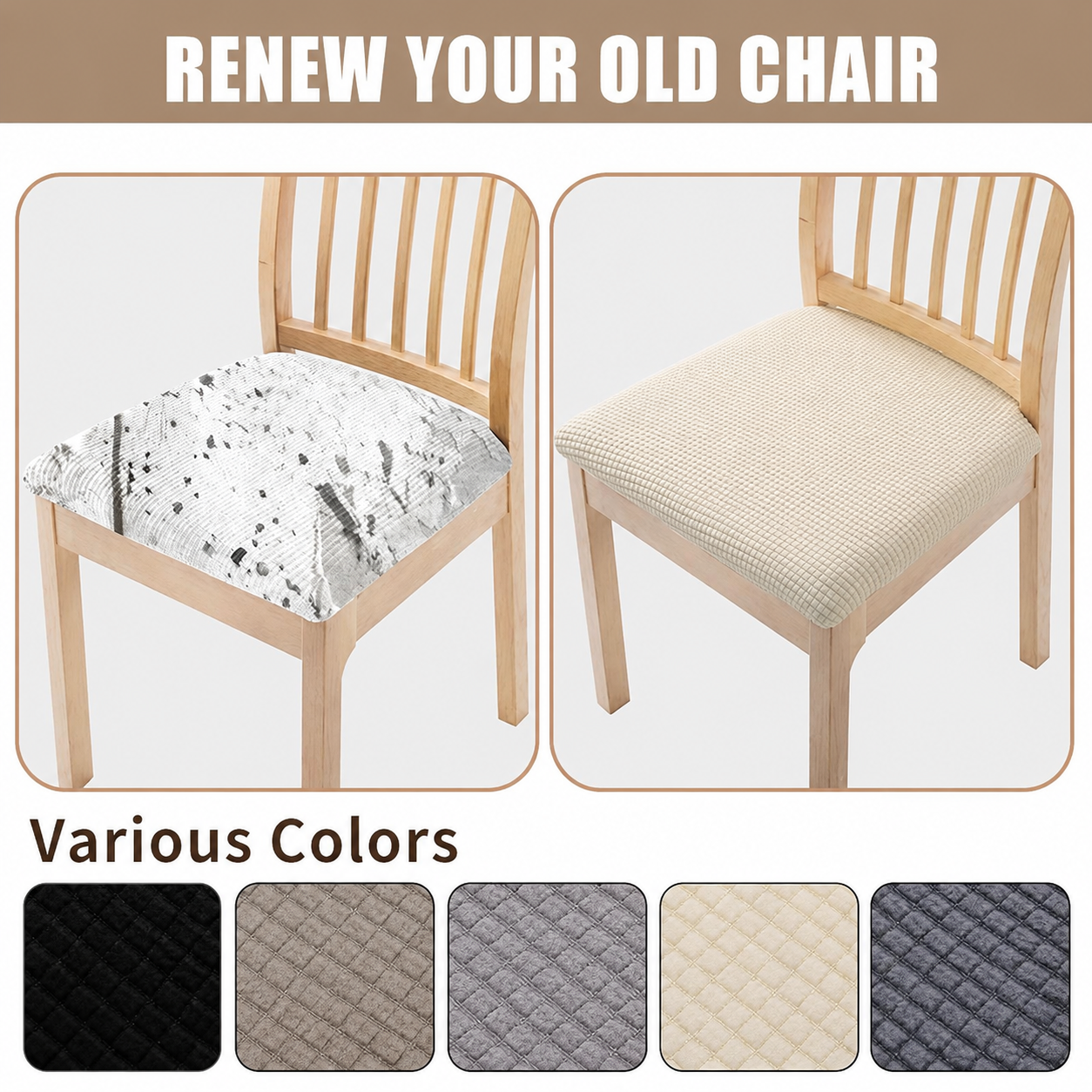 Jacquard Corduroy Stretchy Slipcover Dinning Chair Seat Cover