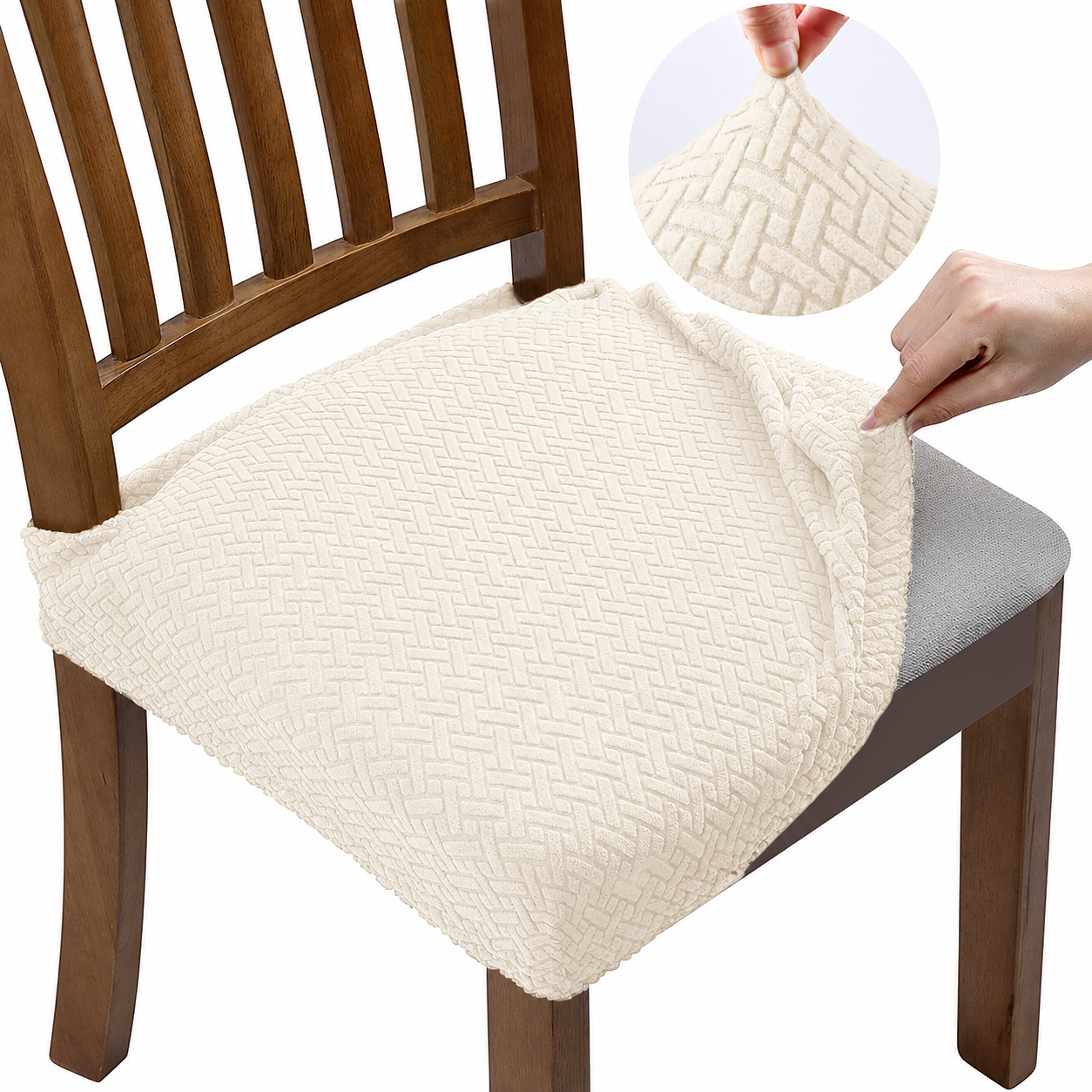 Jacquard Basketweave Stretchy Slipcover Chair Seat Cover