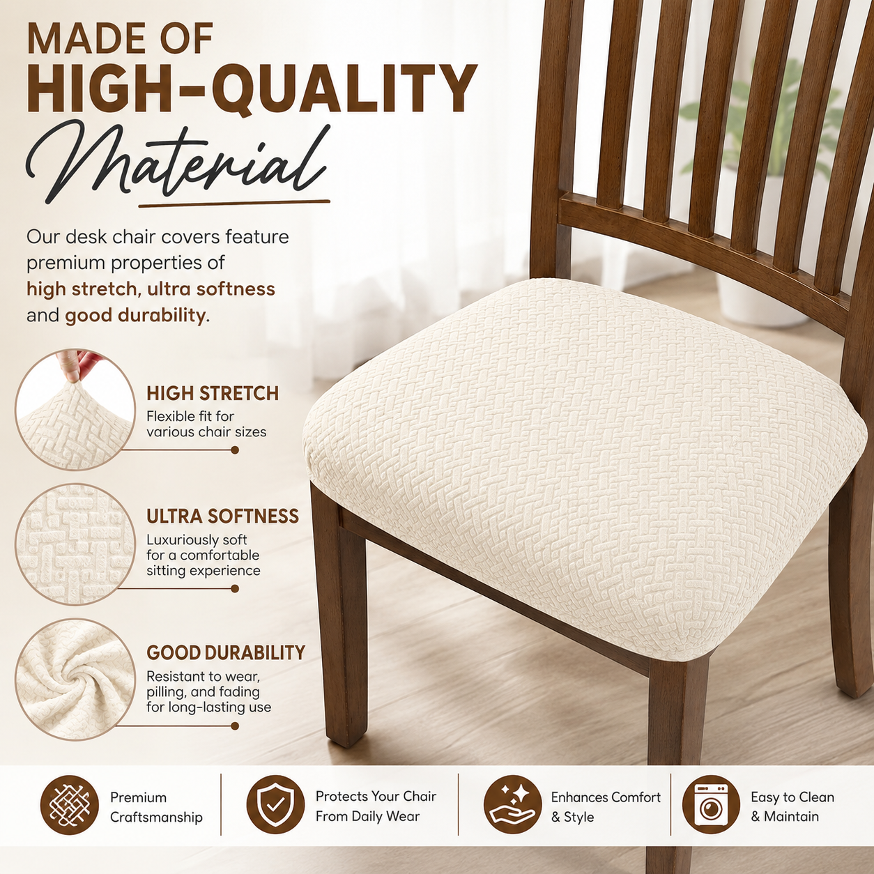 Jacquard Basketweave Stretchy Slipcover Chair Seat Cover