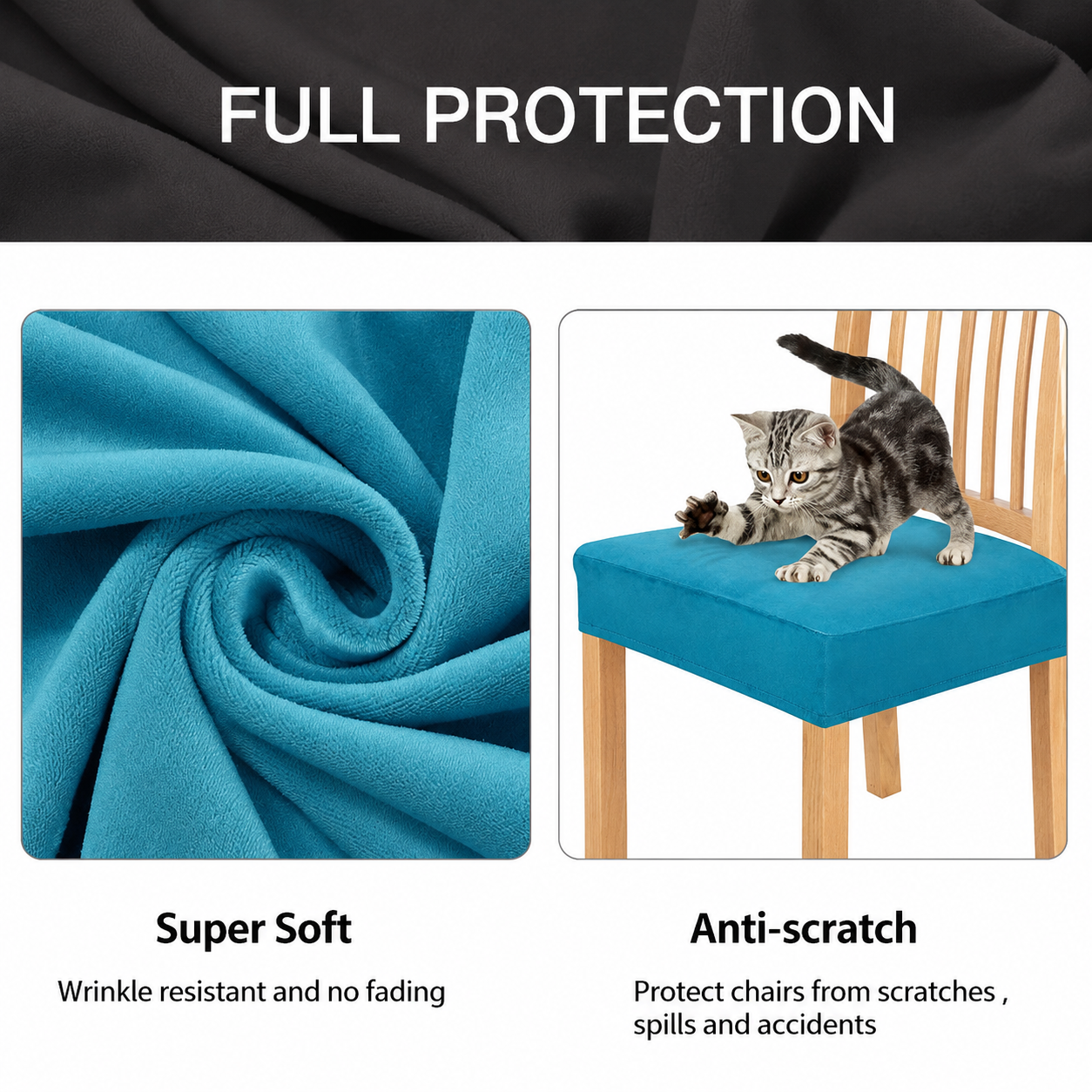 Velvet Stretchy Slipcover Dinning Chair Seat Cover