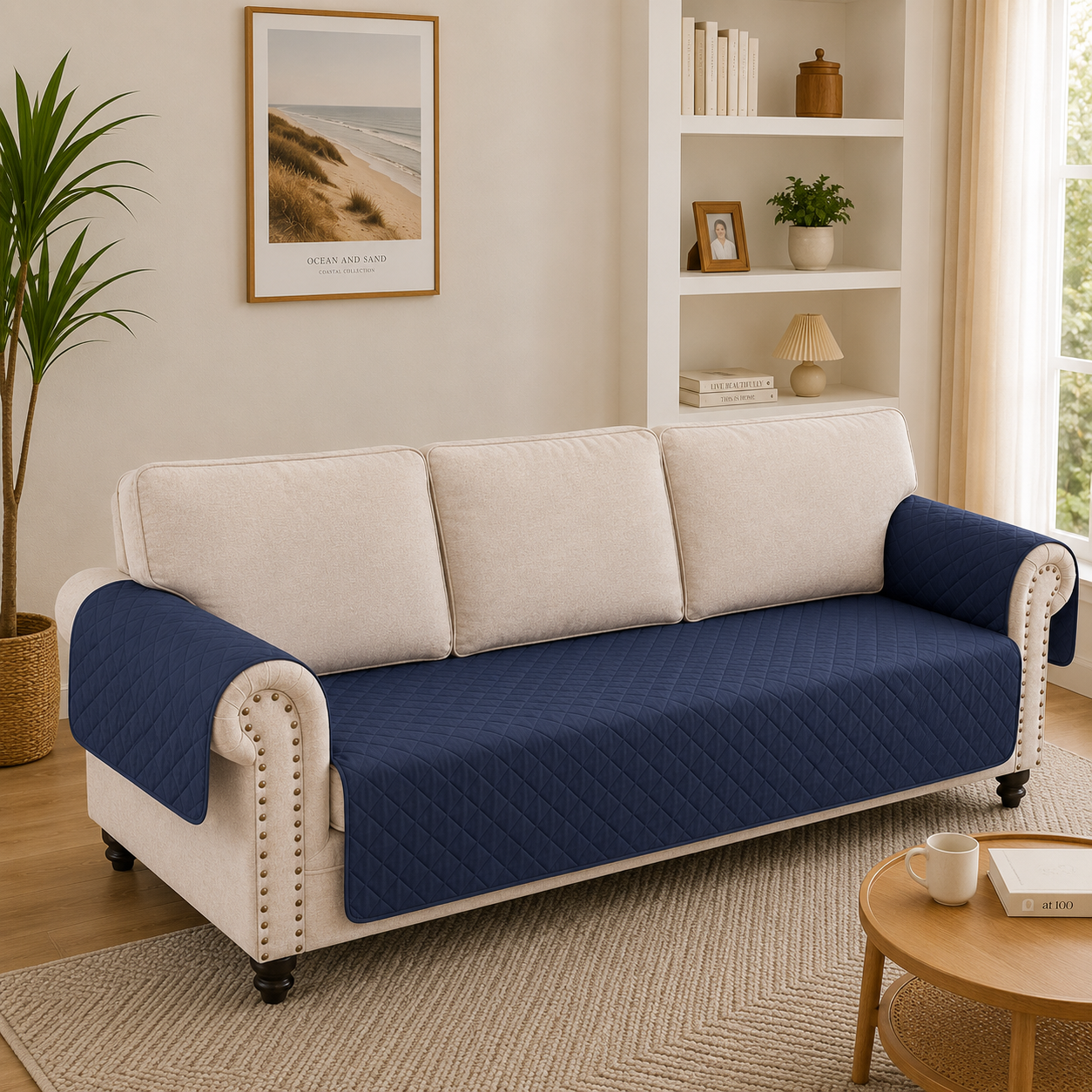 Anti Slip Quilted Slipcover Mat Sofa Couch Cover