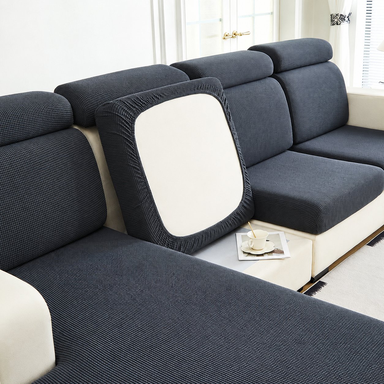 Anti Slip Jacquard L Shaped Cushion Sofa Couch Cover